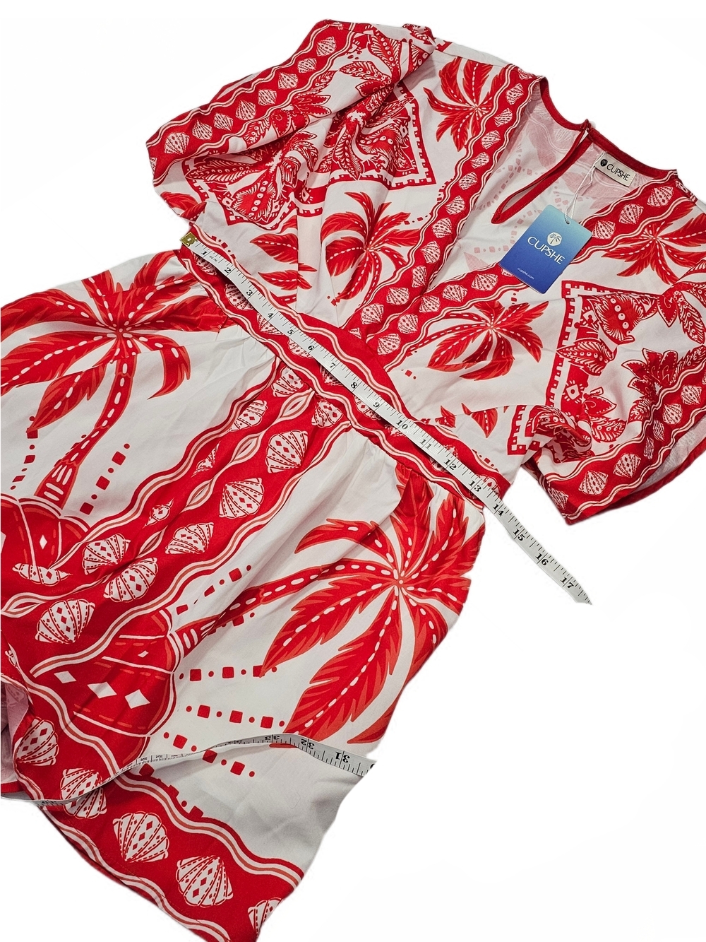 Cupshe Carmel Beach Tropical Print Romper Red White Island Vacation Medium - Picture 13 of 16